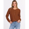 image:imageANRABESS Womens Long Sleeve Waffle Knit Shirts Dressy Casual Loose Button Up V Neck Henley Tops 2026 Fall Basic Tee BlouseBurnt Orange