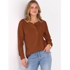 image:imageANRABESS Womens Long Sleeve Waffle Knit Shirts Dressy Casual Loose Button Up V Neck Henley Tops 2026 Fall Basic Tee BlouseBurnt Orange