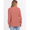 image:imageANRABESS Womens Long Sleeve Waffle Knit Shirts Dressy Casual Loose Button Up V Neck Henley Tops 2026 Fall Basic Tee BlouseCoral