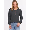 image:imageANRABESS Womens Long Sleeve Waffle Knit Shirts Dressy Casual Loose Button Up V Neck Henley Tops 2026 Fall Basic Tee BlouseDark Grey