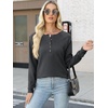 image:imageANRABESS Womens Long Sleeve Waffle Knit Shirts Dressy Casual Loose Button Up V Neck Henley Tops 2026 Fall Basic Tee BlouseDark Grey