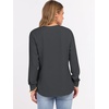 image:imageANRABESS Womens Long Sleeve Waffle Knit Shirts Dressy Casual Loose Button Up V Neck Henley Tops 2026 Fall Basic Tee BlouseDark Grey