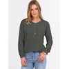 image:imageANRABESS Womens Long Sleeve Waffle Knit Shirts Dressy Casual Loose Button Up V Neck Henley Tops 2026 Fall Basic Tee BlouseDeep Army Green