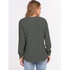 image:imageANRABESS Womens Long Sleeve Waffle Knit Shirts Dressy Casual Loose Button Up V Neck Henley Tops 2026 Fall Basic Tee BlouseDeep Army Green