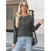image:imageANRABESS Womens Long Sleeve Waffle Knit Shirts Dressy Casual Loose Button Up V Neck Henley Tops 2026 Fall Basic Tee BlouseDeep Army Green
