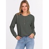 image:imageANRABESS Womens Long Sleeve Waffle Knit Shirts Dressy Casual Loose Button Up V Neck Henley Tops 2026 Fall Basic Tee BlouseDeep Army Green
