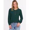 image:imageANRABESS Womens Long Sleeve Waffle Knit Shirts Dressy Casual Loose Button Up V Neck Henley Tops 2026 Fall Basic Tee BlouseDeep Green