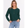 image:imageANRABESS Womens Long Sleeve Waffle Knit Shirts Dressy Casual Loose Button Up V Neck Henley Tops 2026 Fall Basic Tee BlouseDeep Green