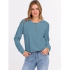 image:imageANRABESS Womens Long Sleeve Waffle Knit Shirts Dressy Casual Loose Button Up V Neck Henley Tops 2026 Fall Basic Tee BlouseDusty Blue