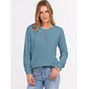 image:imageANRABESS Womens Long Sleeve Waffle Knit Shirts Dressy Casual Loose Button Up V Neck Henley Tops 2026 Fall Basic Tee BlouseDusty Blue
