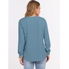 image:imageANRABESS Womens Long Sleeve Waffle Knit Shirts Dressy Casual Loose Button Up V Neck Henley Tops 2026 Fall Basic Tee BlouseDusty Blue