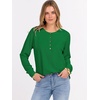 image:imageANRABESS Womens Long Sleeve Waffle Knit Shirts Dressy Casual Loose Button Up V Neck Henley Tops 2026 Fall Basic Tee BlouseGreen