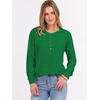 image:imageANRABESS Womens Long Sleeve Waffle Knit Shirts Dressy Casual Loose Button Up V Neck Henley Tops 2026 Fall Basic Tee BlouseGreen