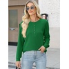 image:imageANRABESS Womens Long Sleeve Waffle Knit Shirts Dressy Casual Loose Button Up V Neck Henley Tops 2026 Fall Basic Tee BlouseGreen