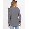 image:imageANRABESS Womens Long Sleeve Waffle Knit Shirts Dressy Casual Loose Button Up V Neck Henley Tops 2026 Fall Basic Tee BlouseGrey
