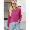 image:imageANRABESS Womens Long Sleeve Waffle Knit Shirts Dressy Casual Loose Button Up V Neck Henley Tops 2026 Fall Basic Tee BlouseHot Pink
