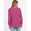 image:imageANRABESS Womens Long Sleeve Waffle Knit Shirts Dressy Casual Loose Button Up V Neck Henley Tops 2026 Fall Basic Tee BlouseHot Pink