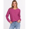 image:imageANRABESS Womens Long Sleeve Waffle Knit Shirts Dressy Casual Loose Button Up V Neck Henley Tops 2026 Fall Basic Tee BlouseHot Pink