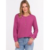 image:imageANRABESS Womens Long Sleeve Waffle Knit Shirts Dressy Casual Loose Button Up V Neck Henley Tops 2026 Fall Basic Tee BlouseHot Pink