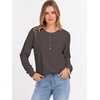 image:imageANRABESS Womens Long Sleeve Waffle Knit Shirts Dressy Casual Loose Button Up V Neck Henley Tops 2026 Fall Basic Tee BlouseLight Brown