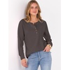 image:imageANRABESS Womens Long Sleeve Waffle Knit Shirts Dressy Casual Loose Button Up V Neck Henley Tops 2026 Fall Basic Tee BlouseLight Brown