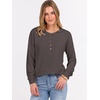 image:imageANRABESS Womens Long Sleeve Waffle Knit Shirts Dressy Casual Loose Button Up V Neck Henley Tops 2026 Fall Basic Tee BlouseLight Brown