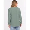 image:imageANRABESS Womens Long Sleeve Waffle Knit Shirts Dressy Casual Loose Button Up V Neck Henley Tops 2026 Fall Basic Tee BlouseLight Green