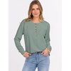 image:imageANRABESS Womens Long Sleeve Waffle Knit Shirts Dressy Casual Loose Button Up V Neck Henley Tops 2026 Fall Basic Tee BlouseLight Green