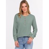 image:imageANRABESS Womens Long Sleeve Waffle Knit Shirts Dressy Casual Loose Button Up V Neck Henley Tops 2026 Fall Basic Tee BlouseLight Green
