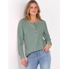 image:imageANRABESS Womens Long Sleeve Waffle Knit Shirts Dressy Casual Loose Button Up V Neck Henley Tops 2026 Fall Basic Tee BlouseLight Green