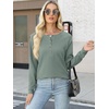 image:imageANRABESS Womens Long Sleeve Waffle Knit Shirts Dressy Casual Loose Button Up V Neck Henley Tops 2026 Fall Basic Tee BlouseLight Green
