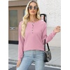image:imageANRABESS Womens Long Sleeve Waffle Knit Shirts Dressy Casual Loose Button Up V Neck Henley Tops 2026 Fall Basic Tee BlouseLight Pink