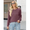 image:imageANRABESS Womens Long Sleeve Waffle Knit Shirts Dressy Casual Loose Button Up V Neck Henley Tops 2026 Fall Basic Tee BlouseMauve