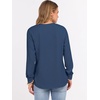 image:imageANRABESS Womens Long Sleeve Waffle Knit Shirts Dressy Casual Loose Button Up V Neck Henley Tops 2026 Fall Basic Tee BlouseNavy Blue
