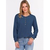 image:imageANRABESS Womens Long Sleeve Waffle Knit Shirts Dressy Casual Loose Button Up V Neck Henley Tops 2026 Fall Basic Tee BlouseNavy Blue