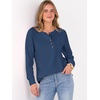 image:imageANRABESS Womens Long Sleeve Waffle Knit Shirts Dressy Casual Loose Button Up V Neck Henley Tops 2026 Fall Basic Tee BlouseNavy Blue