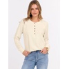 image:imageANRABESS Womens Long Sleeve Waffle Knit Shirts Dressy Casual Loose Button Up V Neck Henley Tops 2026 Fall Basic Tee BlouseParchment