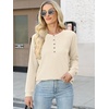 image:imageANRABESS Womens Long Sleeve Waffle Knit Shirts Dressy Casual Loose Button Up V Neck Henley Tops 2026 Fall Basic Tee BlouseParchment