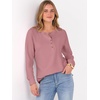 image:imageANRABESS Womens Long Sleeve Waffle Knit Shirts Dressy Casual Loose Button Up V Neck Henley Tops 2026 Fall Basic Tee BlousePink