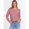 image:imageANRABESS Womens Long Sleeve Waffle Knit Shirts Dressy Casual Loose Button Up V Neck Henley Tops 2026 Fall Basic Tee BlousePink