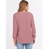 image:imageANRABESS Womens Long Sleeve Waffle Knit Shirts Dressy Casual Loose Button Up V Neck Henley Tops 2026 Fall Basic Tee BlousePink