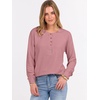 image:imageANRABESS Womens Long Sleeve Waffle Knit Shirts Dressy Casual Loose Button Up V Neck Henley Tops 2026 Fall Basic Tee BlousePink