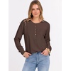 image:imageANRABESS Womens Long Sleeve Waffle Knit Shirts Dressy Casual Loose Button Up V Neck Henley Tops 2026 Fall Basic Tee BlouseRed Brown