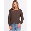 image:imageANRABESS Womens Long Sleeve Waffle Knit Shirts Dressy Casual Loose Button Up V Neck Henley Tops 2026 Fall Basic Tee BlouseRed Brown