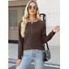 image:imageANRABESS Womens Long Sleeve Waffle Knit Shirts Dressy Casual Loose Button Up V Neck Henley Tops 2026 Fall Basic Tee BlouseRed Brown