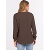 image:imageANRABESS Womens Long Sleeve Waffle Knit Shirts Dressy Casual Loose Button Up V Neck Henley Tops 2026 Fall Basic Tee BlouseRed Brown