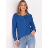 image:imageANRABESS Womens Long Sleeve Waffle Knit Shirts Dressy Casual Loose Button Up V Neck Henley Tops 2026 Fall Basic Tee BlouseRoyal Blue