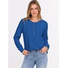 image:imageANRABESS Womens Long Sleeve Waffle Knit Shirts Dressy Casual Loose Button Up V Neck Henley Tops 2026 Fall Basic Tee BlouseRoyal Blue