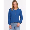 image:imageANRABESS Womens Long Sleeve Waffle Knit Shirts Dressy Casual Loose Button Up V Neck Henley Tops 2026 Fall Basic Tee BlouseRoyal Blue