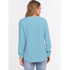 image:imageANRABESS Womens Long Sleeve Waffle Knit Shirts Dressy Casual Loose Button Up V Neck Henley Tops 2026 Fall Basic Tee BlouseSky Blue